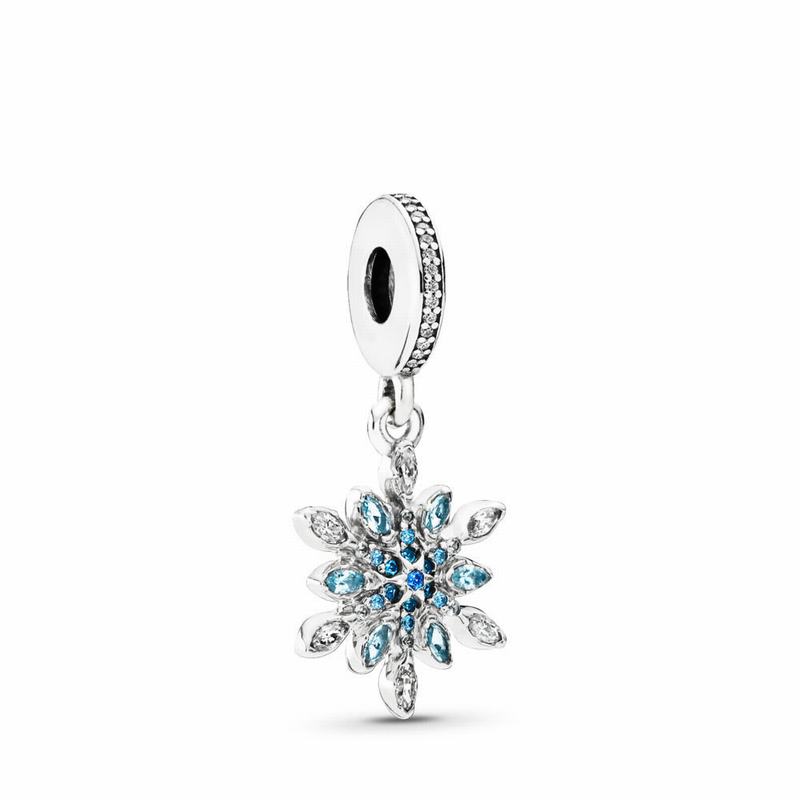 Pandora Crystalized Snowflake Dangle Charm - Sterling Silver/Blue/Mixed Stones/Cubic Zirconia - Cana